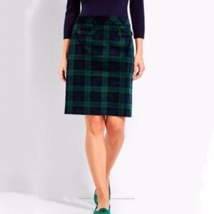 Talbots Blackwatch Plaid Velvet Skirt size 2P